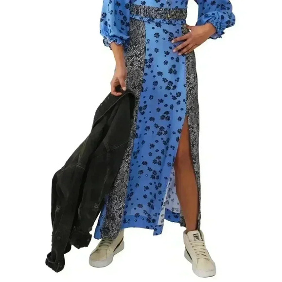 Free People Blue Tiger Lily Long Sleeve Maxi Dress - Picture 2 of 13